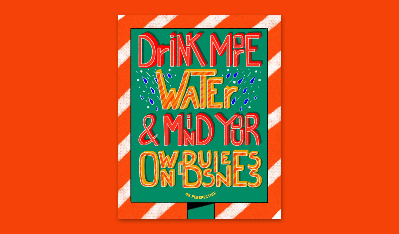 Hand lettering “Drink More Water”