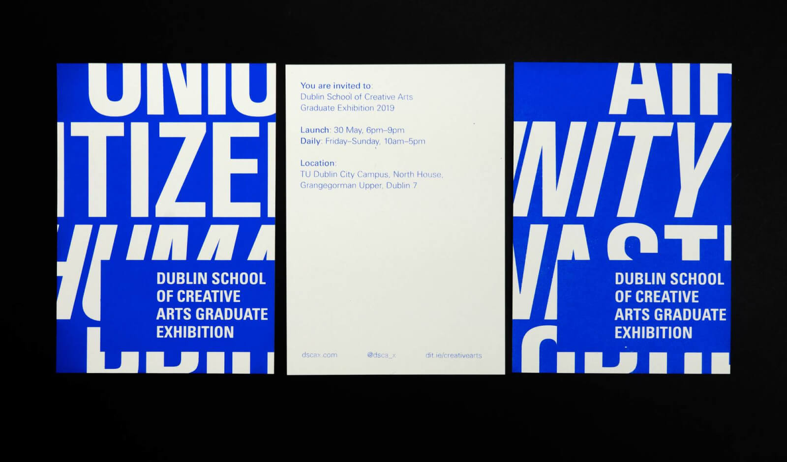 Dublin School of Creative Arts Graduate Exhibition Identity (Case)