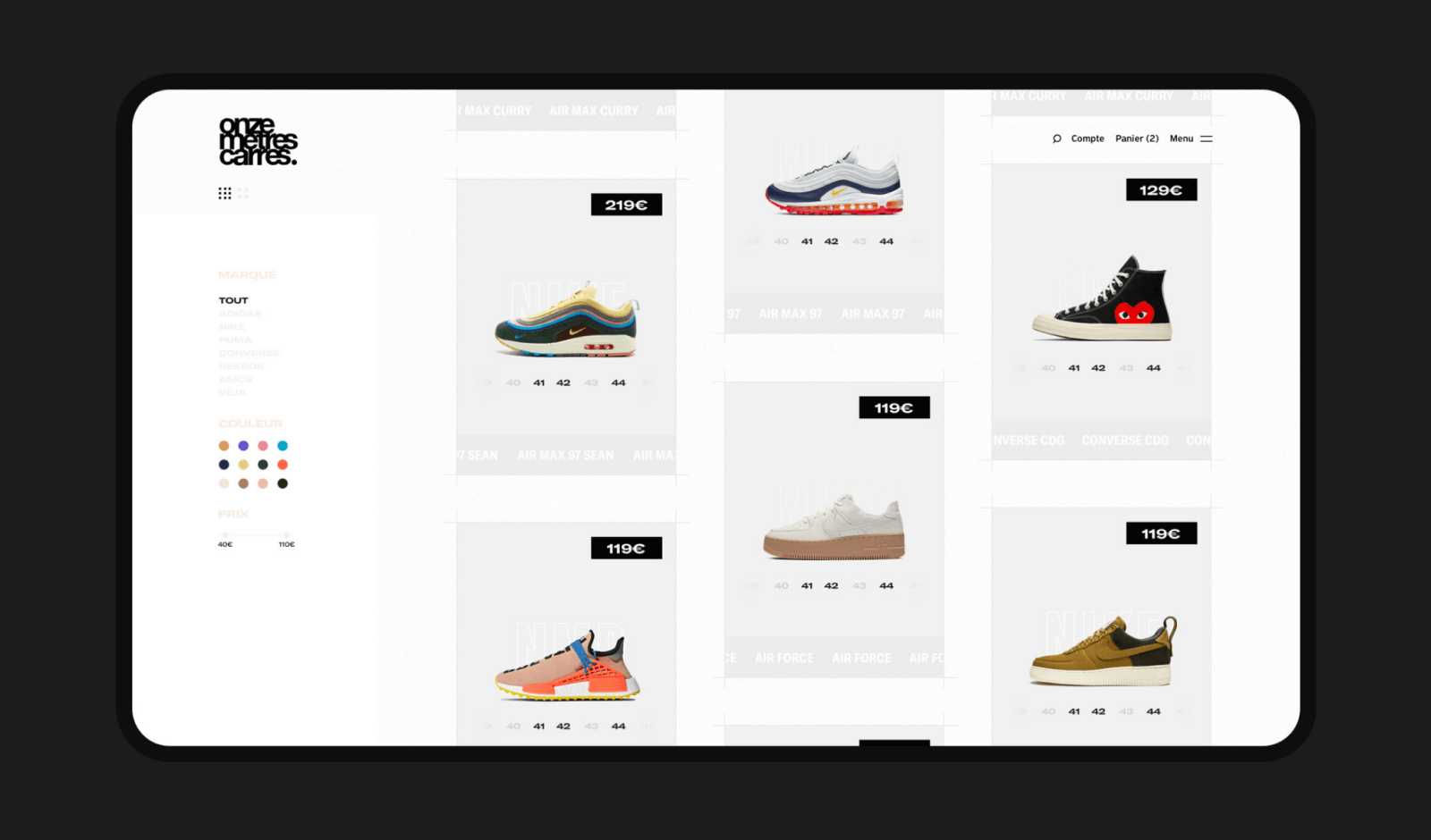 Onze Mètres Carrés - Webdesign (Case)